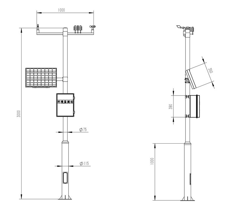 Solar Powered Weather Station Product Dimensions