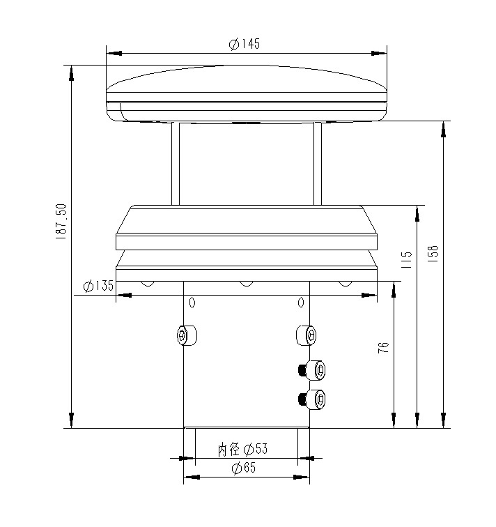 Piezoelectric rain gauge product size diagram