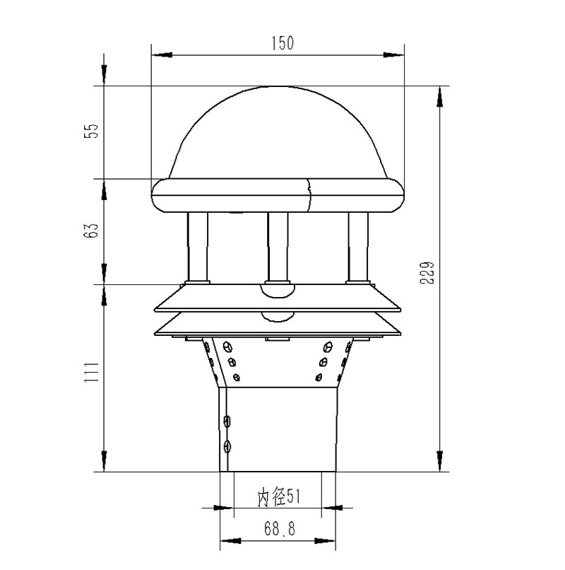 Optical Rain Gauge Product Dimensions