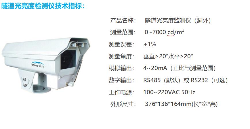 Luminance detector outside tunnel technical parameters